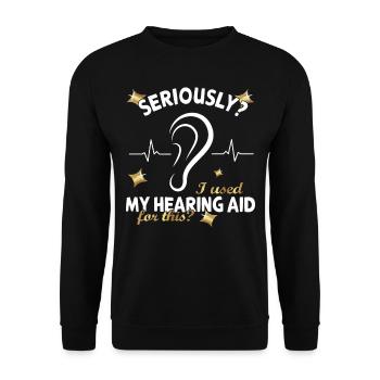 Hearing impaired Deaf childbearing language - Unisex Sweatshirt - black - Front - Alina (178cm) & Michal (187cm)