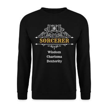 Sorcier | Donjons n Dragons, DSA, RPG - Sweat-shirt Unisexe - noir - Devant - Alina (178cm) & Michal (187cm)