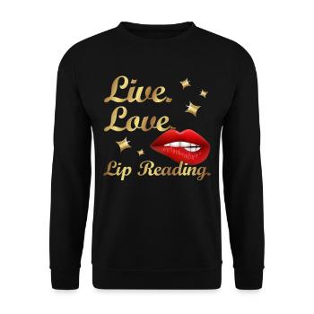 Hearing impaired Deaf childbearing language - Unisex Sweatshirt - black - Front - Alina (178cm) & Michal (187cm)
