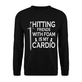 Lustige "Freunde Mit Schaum Zu Schlagen Ist Mein - Unisex Pullover - Schwarz - Vorne - Alina (178cm) & Michal (187cm)