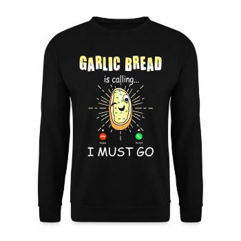 Funny Garlic Bread Call - Unisex Sweatshirt - black - Front - Alina (178cm) & Michal (187cm)