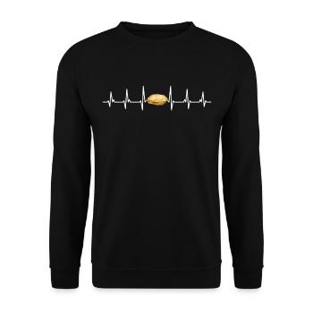 Funny heartbeat garlic bread - Unisex Sweatshirt - black - Front - Alina (178cm) & Michal (187cm)