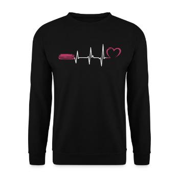 Funny heartbeat harmonica instrument - Unisex Sweatshirt - black - Front - Alina (178cm) & Michal (187cm)