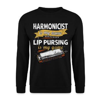 Funny vintage harmonica instrument - Unisex Sweatshirt - black - Front - Alina (178cm) & Michal (187cm)