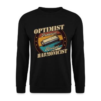 Funny Vintage Retro Harmonica Instrument - Unisex Sweatshirt - black - Front - Alina (178cm) & Michal (187cm)