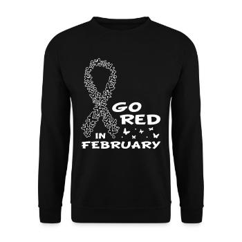 Gehen Sie Red Ribbon Herzkrankheitsbewusstsein - Unisex Pullover - Schwarz - Vorne - Alina (178cm) & Michal (187cm)