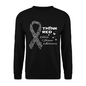 Gehen Sie Red Ribbon Herzkrankheitsbewusstsein - Unisex Pullover - Schwarz - Vorne - Alina (178cm) & Michal (187cm)