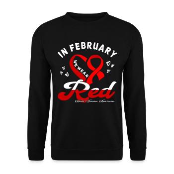 Maladie cardiaque du ruban rouge de février - Sweat-shirt Unisexe - noir - Devant - Alina (178cm) & Michal (187cm)
