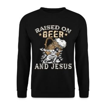 Élevé sur la bière Joyeux Jésus porte de la bière - Sweat-shirt Unisexe - noir - Devant - Alina (178cm) & Michal (187cm)