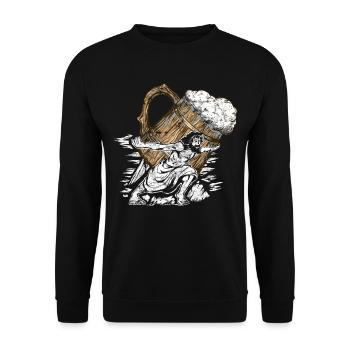 Joyeux Jésus porte de la bière - Sweat-shirt Unisexe - noir - Devant - Alina (178cm) & Michal (187cm)