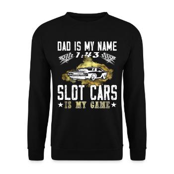 Slot Car is my game - Papa Modellauto - Unisex Sweatshirt - black - Front - Alina (178cm) & Michal (187cm)