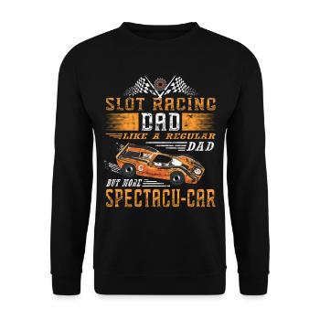 Voitures anciennes - Slot Racing Dad - Sweat-shirt Unisexe - noir - Devant - Alina (178cm) & Michal (187cm)