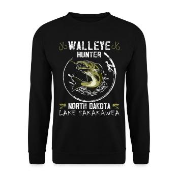 North Dakota Fishing - Walleye Hunter - Unisex Sweatshirt - black - Front - Alina (178cm) & Michal (187cm)