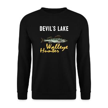 Pêche au lac Devil - Chasseur de doré jaune - Sweat-shirt Unisexe - noir - Devant - Alina (178cm) & Michal (187cm)