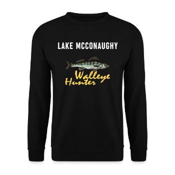 North Dakota Fishing - Walleye Hunter - Unisex Sweatshirt - black - Front - Alina (178cm) & Michal (187cm)