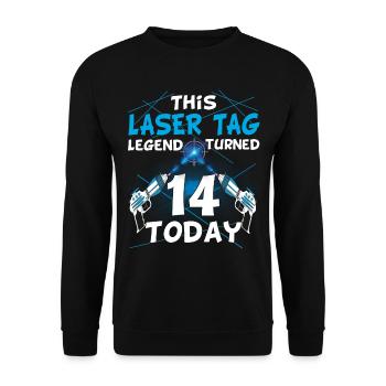 Lasertag-Geburtstagsfeier - Lasertag-Geburtstag - Unisex Pullover - Schwarz - Vorne - Alina (178cm) & Michal (187cm)
