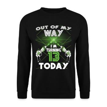 Lasertag-Geburtstagsfeier - Lasertag-Geburtstag - Unisex Pullover - Schwarz - Vorne - Alina (178cm) & Michal (187cm)