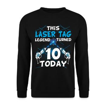 Lasertag-Geburtstagsfeier - Lasertag-Geburtstag - Unisex Pullover - Schwarz - Vorne - Alina (178cm) & Michal (187cm)