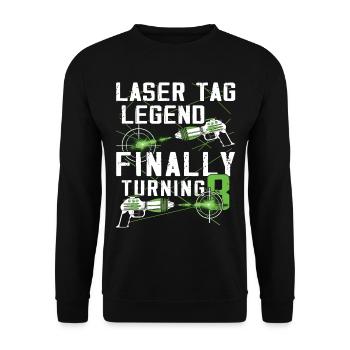 Finally 8 years old – Lasertag birthday - Unisex Sweatshirt - black - Front - Alina (178cm) & Michal (187cm)