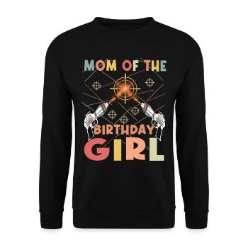 Cooles Lasertag Mama Party Geburtstagskind - Unisex Pullover - Schwarz - Vorne - Alina (178cm) & Michal (187cm)