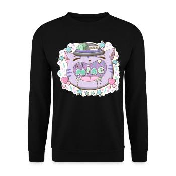 Fat cat wants it all in kawaii style - Unisex Sweatshirt - black - Front - Alina (178cm) & Michal (187cm)