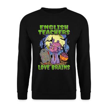 Englischlehrer - Zombiehand Halloween - Unisex Pullover - Schwarz - Vorne - Alina (178cm) & Michal (187cm)