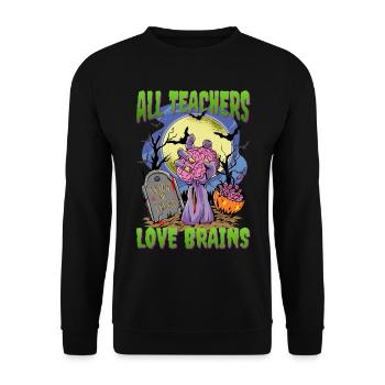 All Teachers Love Brain Zombie Teachers - Unisex Sweatshirt - black - Front - Alina (178cm) & Michal (187cm)