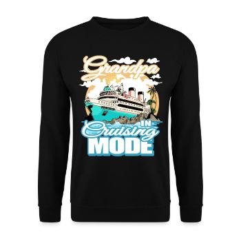 Opa Im Fahrmodus - Bootsfahrt - Unisex Pullover - Schwarz - Vorne - Alina (178cm) & Michal (187cm)
