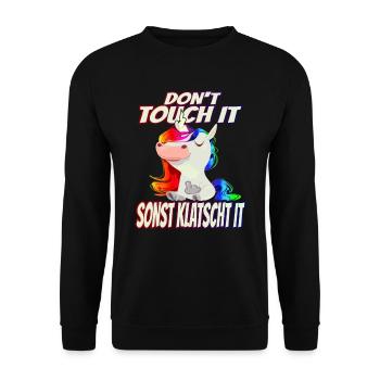 Don't Touch it sonst Klatscht it - Regenbogen - Unisex Pullover - Schwarz - Vorne - Alina (178cm) & Michal (187cm)