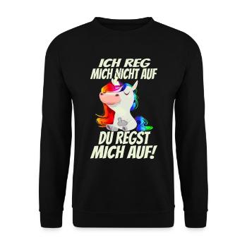 Ich reg mich nicht auf sondern Du! Regenbogen - Unisex Pullover - Schwarz - Vorne - Alina (178cm) & Michal (187cm)