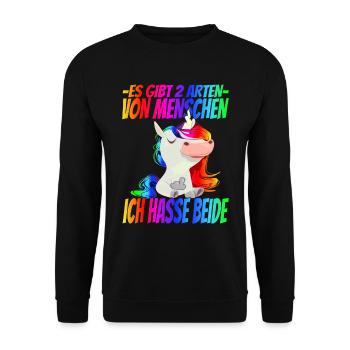 Es gibt 2 Arten Menschen Ich Hasse beide - Unisex Pullover - Schwarz - Vorne - Alina (178cm) & Michal (187cm)