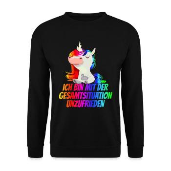 Ich bin mit der Gesamtsituation Unzufrieden - - Unisex Pullover - Schwarz - Vorne - Alina (178cm) & Michal (187cm)