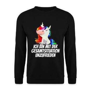 Ich bin mit der Gesamtsituation Unzufrieden - - Unisex Pullover - Schwarz - Vorne - Alina (178cm) & Michal (187cm)