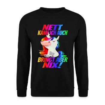 Nett kann ich auch, bringt aber Nix! - - Unisex Pullover - Schwarz - Vorne - Alina (178cm) & Michal (187cm)