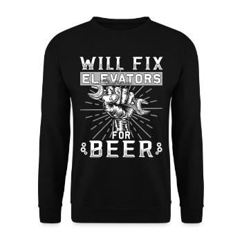 Elevator Inspector - Elevator Mechanic - Unisex Sweatshirt - black - Front - Alina (178cm) & Michal (187cm)