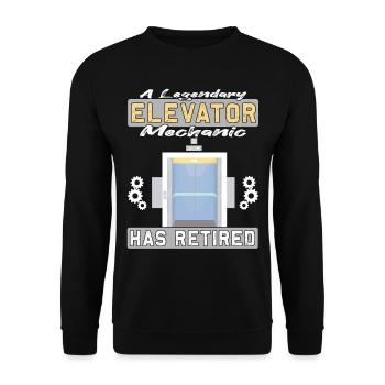 Legendary Elevator Mechanic has Retired - Unisex Sweatshirt - black - Front - Alina (178cm) & Michal (187cm)