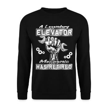 Legendary Elevator Mechanic has Retired - Unisex Sweatshirt - black - Front - Alina (178cm) & Michal (187cm)