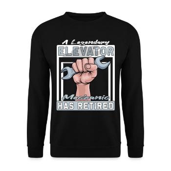 Legendary Elevator Mechanic has Retired - Unisex Sweatshirt - black - Front - Alina (178cm) & Michal (187cm)