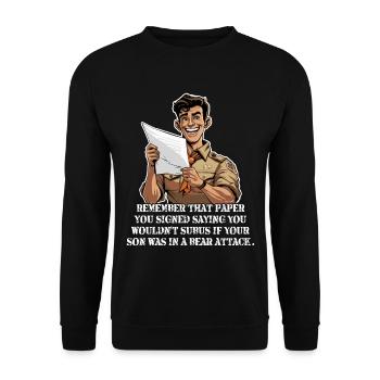 Scoutmaster – Lustiger Pfadfinderführer - Unisex Pullover - Schwarz - Vorne - Alina (178cm) & Michal (187cm)