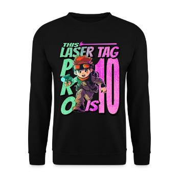 Finally 10 years old – Lasertag birthday - Unisex Sweatshirt - black - Front - Alina (178cm) & Michal (187cm)