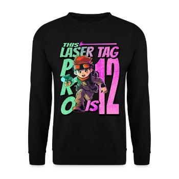 Finally 12 years old – Lasertag birthday - Unisex Sweatshirt - black - Front - Alina (178cm) & Michal (187cm)