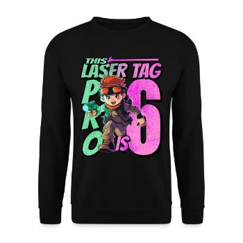 Finally 6 years old – Lasertag birthday - Unisex Sweatshirt - black - Front - Alina (178cm) & Michal (187cm)