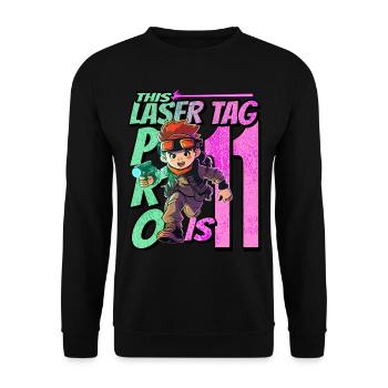 Finally 11 years old – Lasertag birthday - Unisex Sweatshirt - black - Front - Alina (178cm) & Michal (187cm)