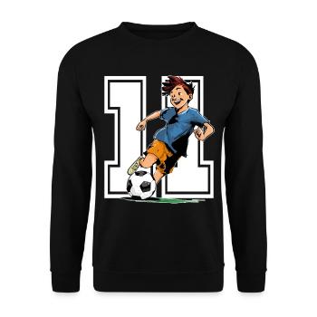 Football Birthday - 11 year old boy - 11. - Unisex Sweatshirt - black - Front - Alina (178cm) & Michal (187cm)
