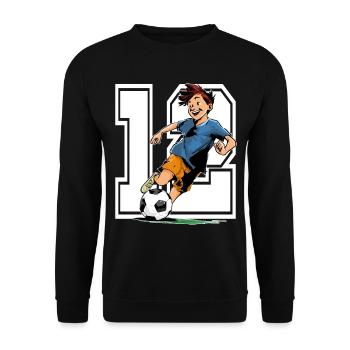 Football Birthday - 12 year old boy - 12. - Unisex Sweatshirt - black - Front - Alina (178cm) & Michal (187cm)