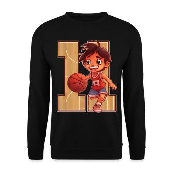 Anniversaire de basketball - Garçon de 11 ans - - Sweat-shirt Unisexe - noir - Devant - Alina (178cm) & Michal (187cm)
