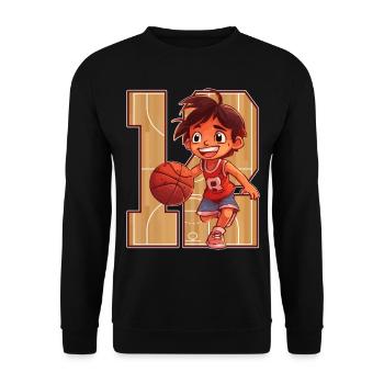 Anniversaire de basketball - Garçon de 12 ans - - Sweat-shirt Unisexe - noir - Devant - Alina (178cm) & Michal (187cm)