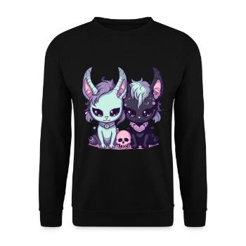 Kawaii Pastel Goth Chats Sorcières mignons et effrayants - Sweat-shirt Unisexe - noir - Devant - Alina (178cm) & Michal (187cm)