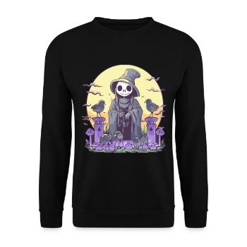 Pastel Goth Cute Death Grim Reaper Skeleton - Unisex Sweatshirt - black - Front - Alina (178cm) & Michal (187cm)