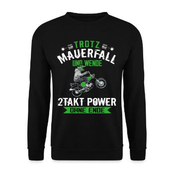 Lustiger Spruch Simsonfahrer S50 S51 Simme Moped - Unisex Pullover - Schwarz - Vorne - Alina (178cm) & Michal (187cm)